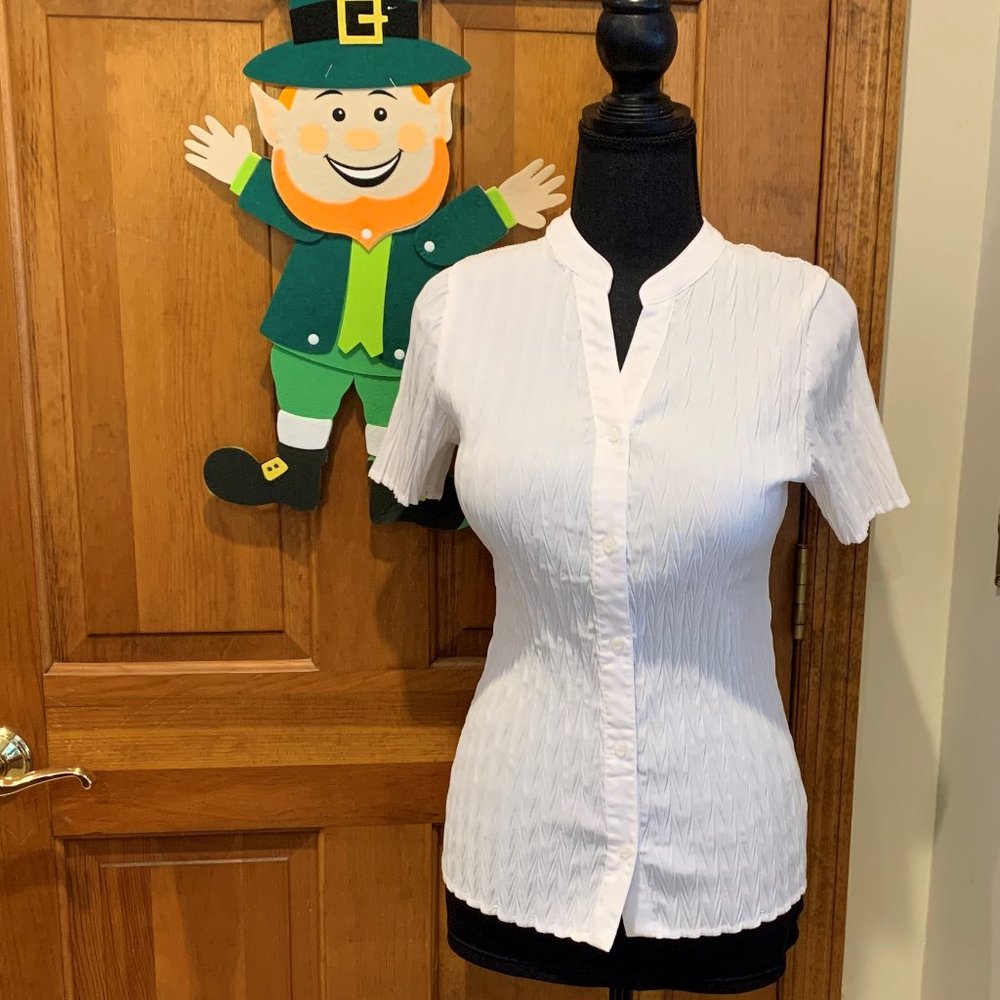 Laura Scott Woman's White Blouse, Size Medium